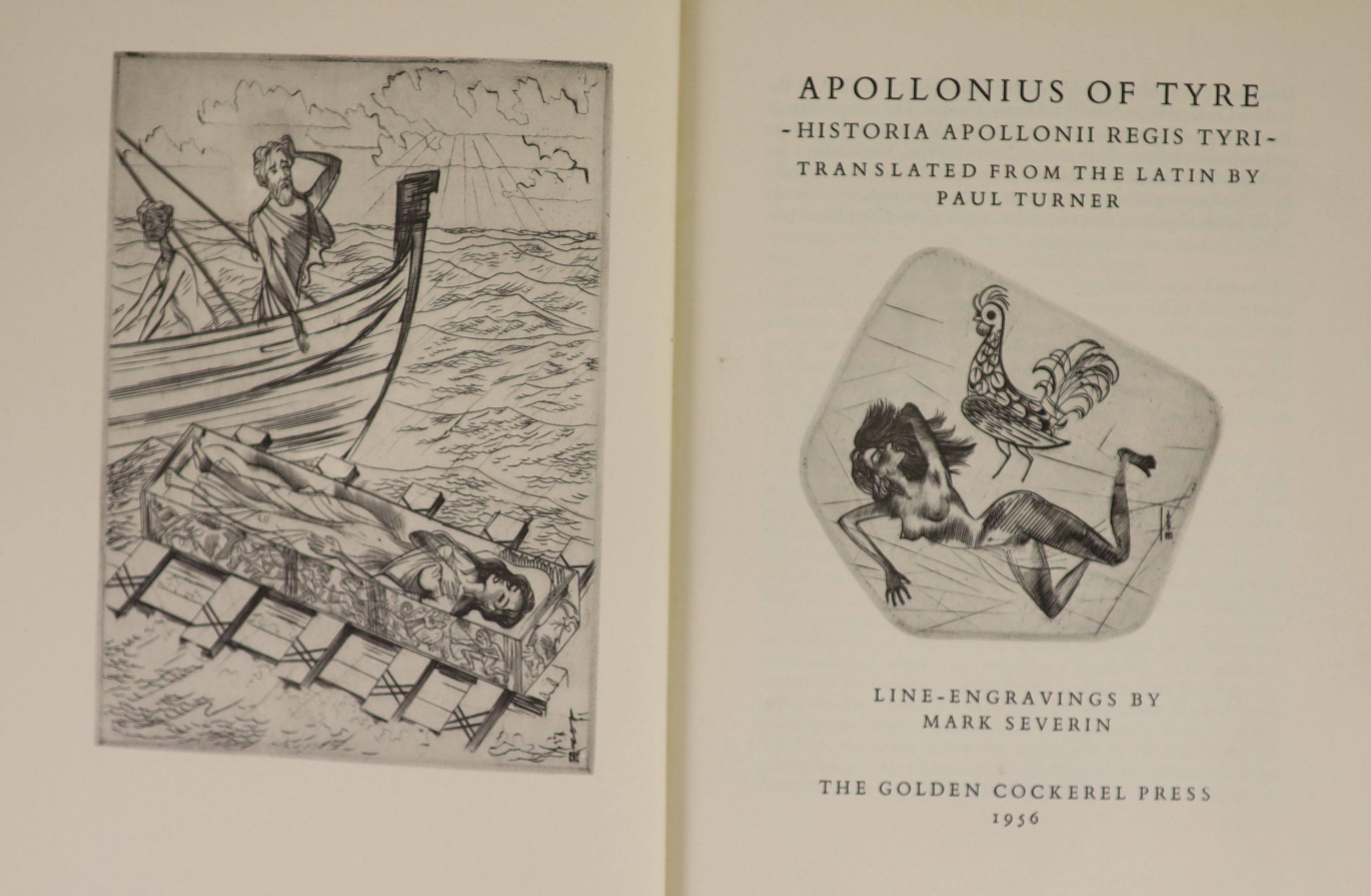 Golden Cockerel Press - Waltham Saint Lawrence, Berkshire - Appolonius of Tyre - Historia, translated by Paul Turner, one of 300, illustrated by Mark Severin, 1956 and Musaeus - Hero and Leander, translated by Paul Turne